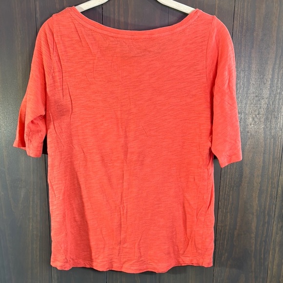 Boden Coral Orange 3/4 Sleeve Relaxed Boatneck Tee w/ Pocket 100% Cotton Medium - Picture 5 of 5